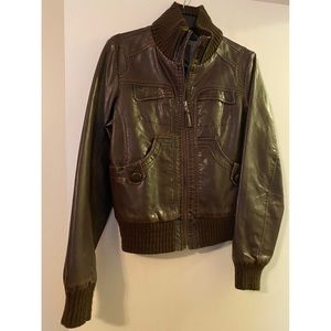 Brown Leather Bomber